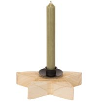 gjenstander Rustikk stjernelysholder i tre for spisslys, 16 cm