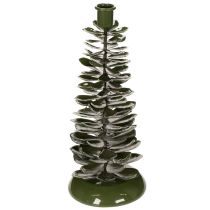 gjenstander Lysestake juletre grønn metalldekorasjon 28cm