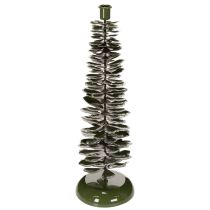 gjenstander Lysestake i juletredesign, grønt metall, 45 cm