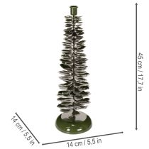 gjenstander Lysestake i juletredesign, grønt metall, 45 cm