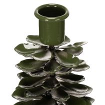 gjenstander Lysestake i juletredesign, grønt metall, 45 cm