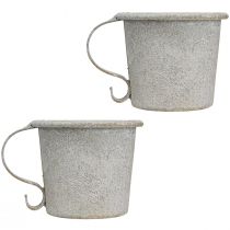gjenstander Konisk lysestake vintage kopp metallgrå Ø7cm H6cm 2stk