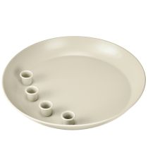 gjenstander Konisk lysestake for 4 lys, lysskål, grått metall, Ø30 cm