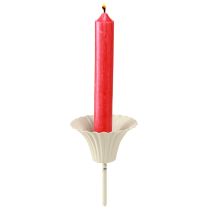 gjenstander Lysestake med spyd i blomsterform, kremfarget, 11 cm, 4 stk.