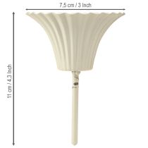 gjenstander Lysestake med spyd i blomsterform, kremfarget, 11 cm, 4 stk.