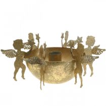 gjenstander Julepynt lysestake med engler Gylden Ø18cm