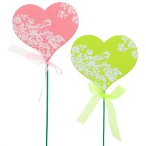 Plug hjerte rosa, grønn 8,5 cm x 7,5 cm 12 stk