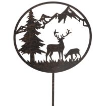 gjenstander Dekorativ stake, skogsdyr, hjort og furu, 100 cm