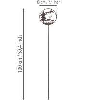 gjenstander Dekorativ stake, skogsdyr, hjort og furu, 100 cm