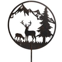 gjenstander Dekorativ stake, skogsdyr, hjort og furu, 100 cm