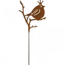 Patina hage dekorasjon plugg metall fugl med krone 6 stk