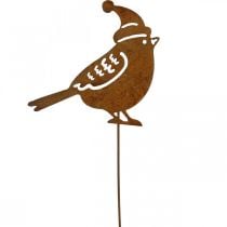 Hage stakefugl med caps patina dekorasjon 12cm 6stk
