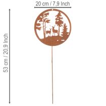 gjenstander Hagepike, rustfarget, rund, hjortesilhuett, skogdekorasjon, 53 cm, 2 stk.