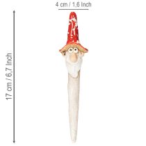 gjenstander Dvergfigur til å stikke, med langt skjegg og sopphatt, dekorasjon, 17 cm, 2 stk.