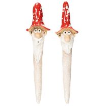 gjenstander Dvergfigur til å stikke, med langt skjegg og sopphatt, dekorasjon, 17 cm, 2 stk.