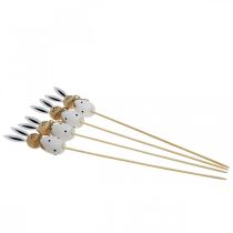 gjenstander Blomsterpinne Kanin Påskehare i tre Sort/Hvit H34cm 4 stk