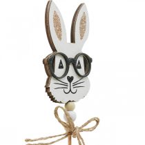 Blomsterplugg kanin med briller treglitter 4×7,5cm 12stk