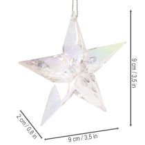 gjenstander Dekorative stjernepynt, iriserende klar akryl, juletrepynt, 9 cm, 6 stk.