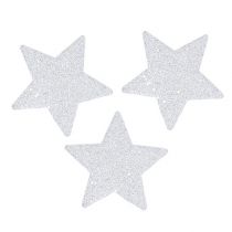 Stjerner hvite 6,5 cm med glimmer 36 stk