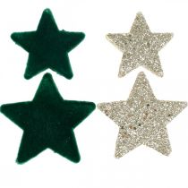 gjenstander Stjernestrøssel blander grønt og gull jul 4cm/5cm 40p