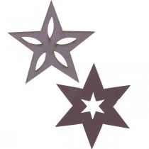 gjenstander Deco wood stars lilla julestjerner selvklebende 4cm blanding 36stk