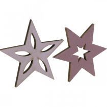gjenstander Deco wood stars lilla julestjerner selvklebende 4cm blanding 36stk
