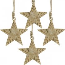Stjernemango tre natur, gyldne juletre dekorasjoner 12cm 4stk