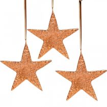 Dekorativ stjerne til å henge, adventsdekorasjon, metallpendler kobberfarget 12 × 13cm 3stk