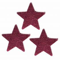 gjenstander Spredt glitterstjerne 6,5 cm rosa 36 stk