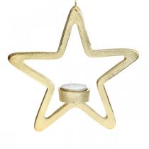 gjenstander Dekorativ stjerne telysholder for oppheng av metall gylden 20cm
