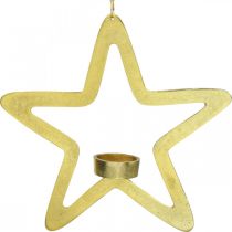 gjenstander Dekorativ stjerne telysholder metall for oppheng gylden 24cm