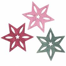 gjenstander Spredt dekor stjerne rosa, grå assortert tre 4cm 72p