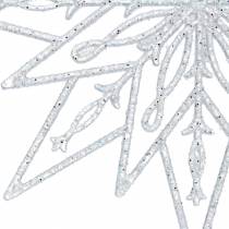 Dekorativ isstjerne til å henge gjennomsiktig, glitter 24,5cm 6stk
