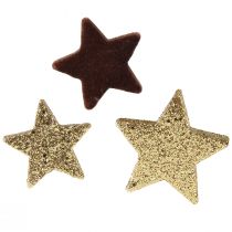 gjenstander Stjerner spredt dekorasjonsblanding brun og gull julepynt 4cm/5cm 40stk