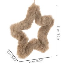 gjenstander Hengende dekorativ stjerne laget av fuskepels, 21 cm, 4 stk.