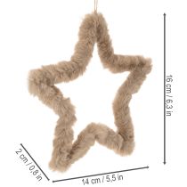 gjenstander Dekorativ stjerneformet fuskepelsdekorasjon til oppheng, 30 cm, 3 stk.