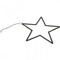 gjenstander Julepynt stjerneheng svart glitter 17,5cm 9 stk