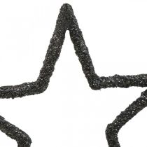 Strødekorasjon Julestjerner sort glitter Ø4cm 120p