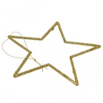 gjenstander Julepynt stjerneheng gylden glitter 17,5cm 9stk