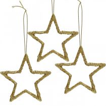 gjenstander Julepynt stjerneheng gylden glitter 7,5cm 40p