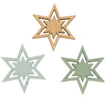gjenstander Assorterte stjernedekorasjoner i tre til borddekorasjon og hobbyarbeid, 3 cm, 72 deler