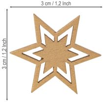 gjenstander Assorterte stjernedekorasjoner i tre til borddekorasjon og hobbyarbeid, 3 cm, 72 deler