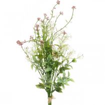 Vårbukett kunstrosa, hvit, grønn kunstig blomsterbukett H43cm