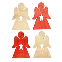 gjenstander Julebarn laget av tre for å spre rødt, naturlig 4cm 72p