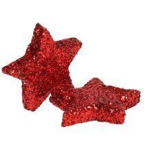 gjenstander Scatter dekorasjon stjerner rød 2,5cm glimmer 96stk