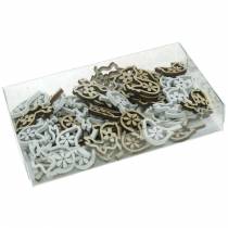 gjenstander Spreddekorasjon kaniner, høner og fugler påskedekorasjon i tre til strø 72 stk.