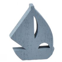 gjenstander Strødekor treseilbåtdekor blå hvit 2cm–6cm 24stk