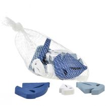 gjenstander Strødekor treseilbåtdekor blå hvit 2cm–6cm 24 stk