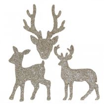 gjenstander Scatter dekorasjon Jule hjort dekorasjon gull glitter 6×8cm 24p