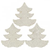 gjenstander Strødekorasjon Julegran hvit glitter 4cm 72p